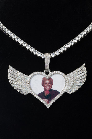 Heart With Angel Wings Photo Memory Chain